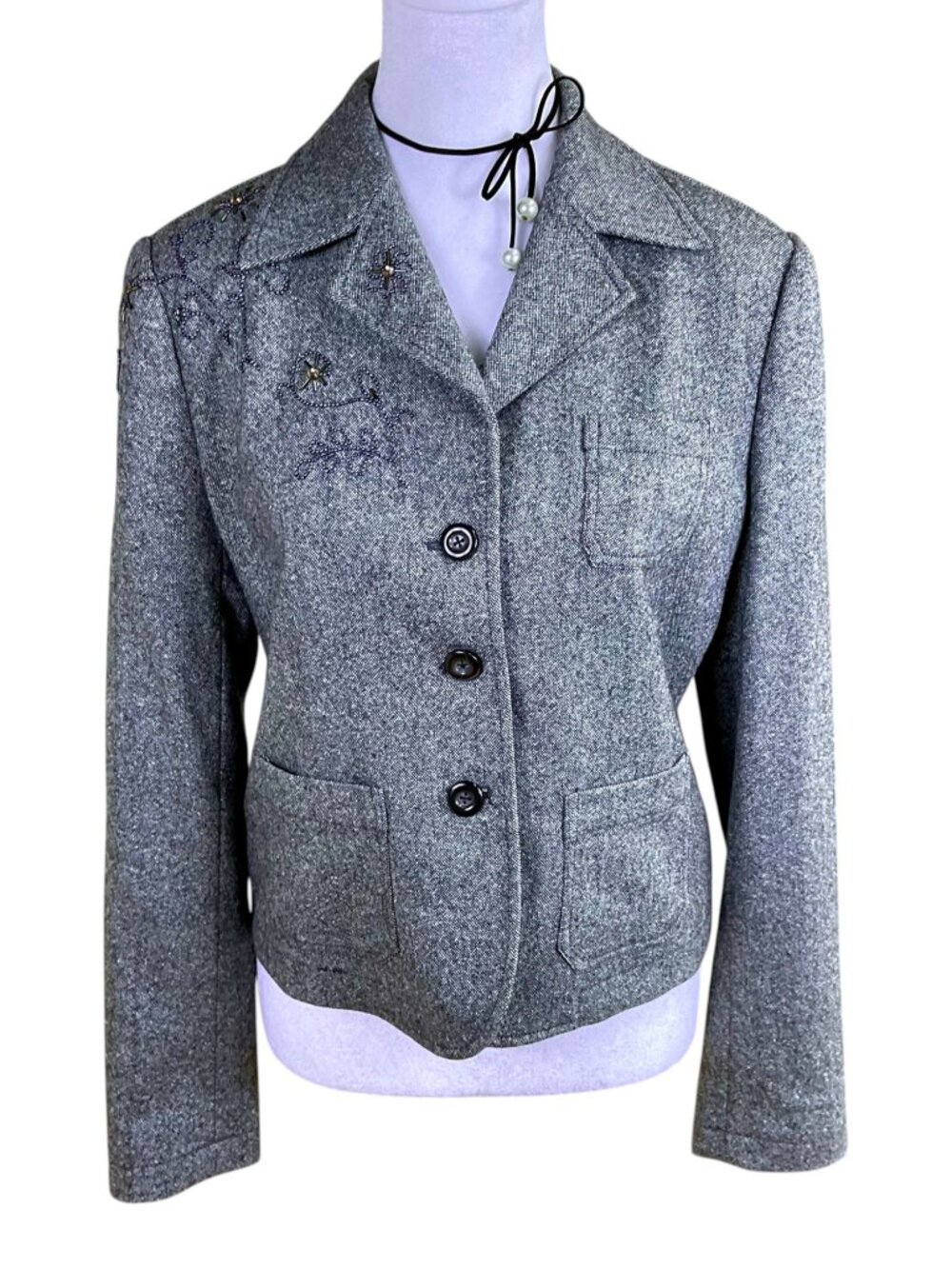 Tyler Boe Blazer Wool Beaded Gray (M)